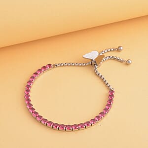 Simulated Fuchsia Color Diamond Multi-Wear Butterfly Slider Bolo Tennis Bracelet in Stainless Steel (5-9Inches) , Tarnish-Free, Waterproof, Sweat Proof Jewelry