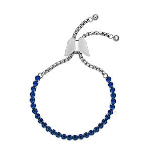 Simulated Blue Diamond Multi-Wear Butterfly Slider Bolo Tennis Bracelet in Stainless Steel (5-9Inches) , Tarnish-Free, Waterproof, Sweat Proof Jewelry