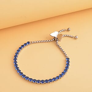 Simulated Blue Diamond Multi-Wear Butterfly Slider Bolo Tennis Bracelet in Stainless Steel (5-9Inches) , Tarnish-Free, Waterproof, Sweat Proof Jewelry