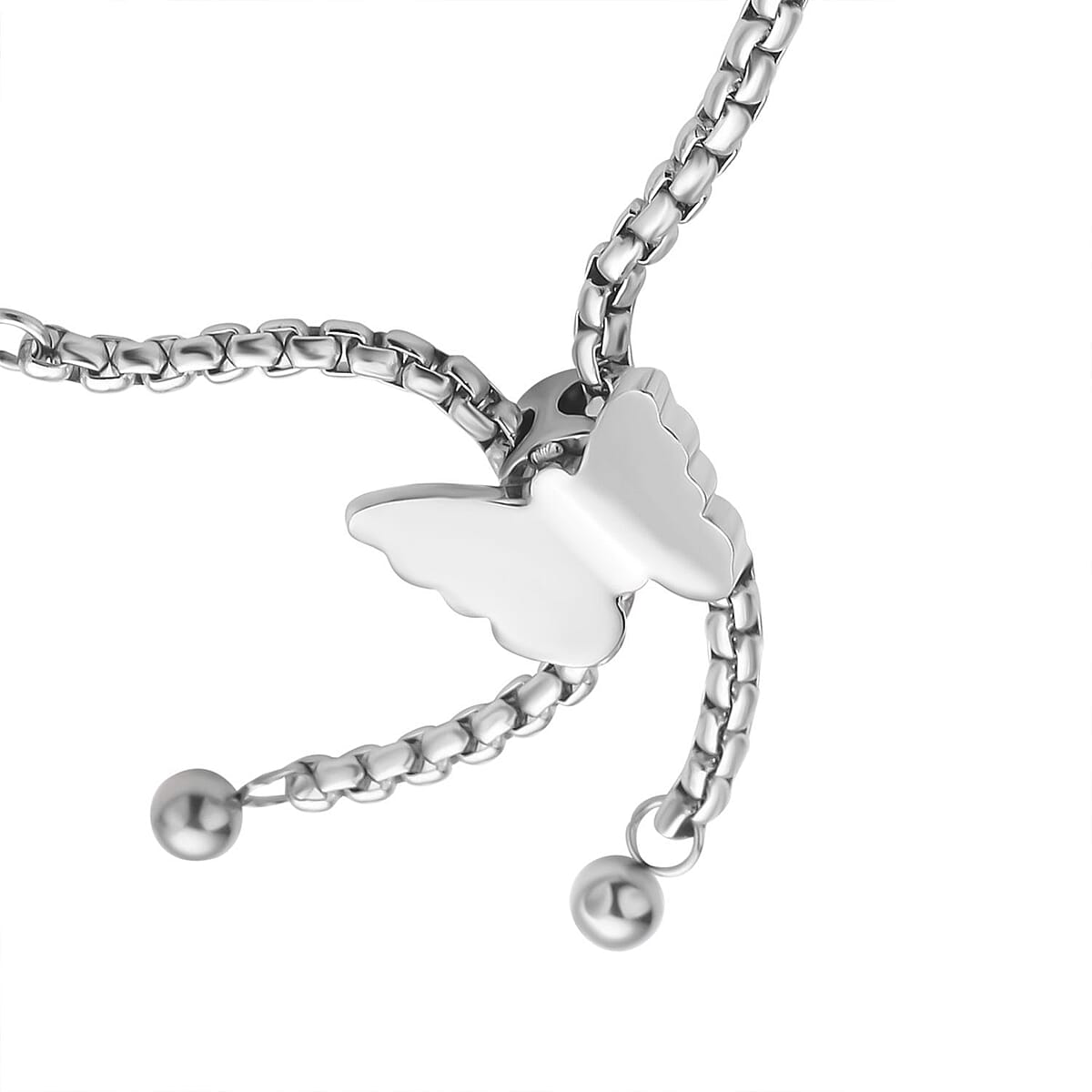 Simulated Blue Diamond Multi-Wear Butterfly Slider Bolo Tennis Bracelet in Stainless Steel (5-9Inches) , Tarnish-Free, Waterproof, Sweat Proof Jewelry image number 3