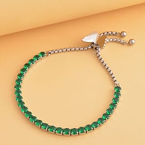 Simulated Green Diamond Multi-Wear Butterfly Slider Bolo Tennis Bracelet in Stainless Steel (5-9Inches) , Tarnish-Free, Waterproof, Sweat Proof Jewelry