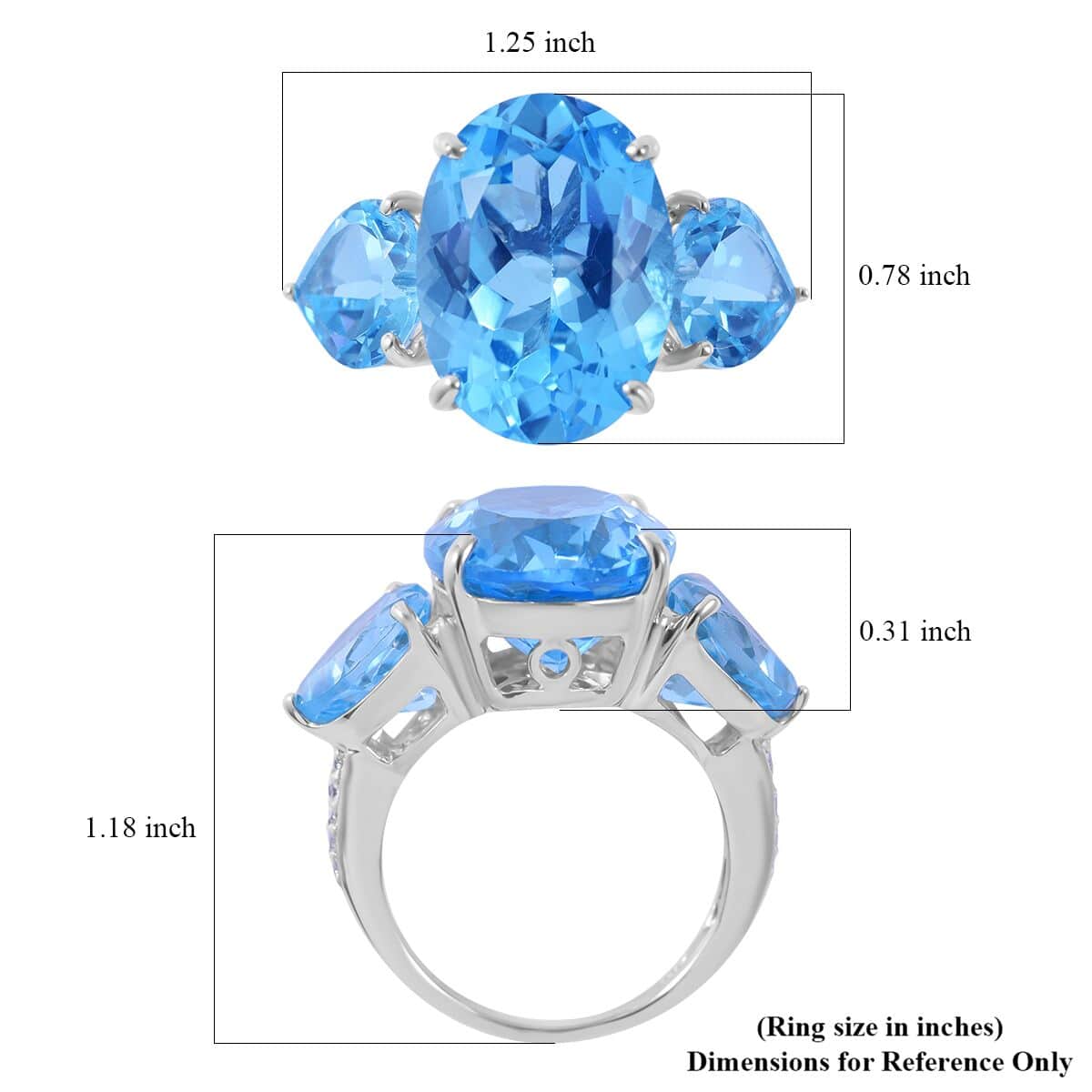 Buy Swiss Blue Topaz and White Zircon Ring in Platinum Over