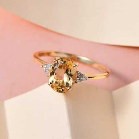 Luxoro 10K Yellow Gold Premium Imperial Topaz and G-H I3 Diamond Ring (Size 6.0) 1.75 ctw image number 1