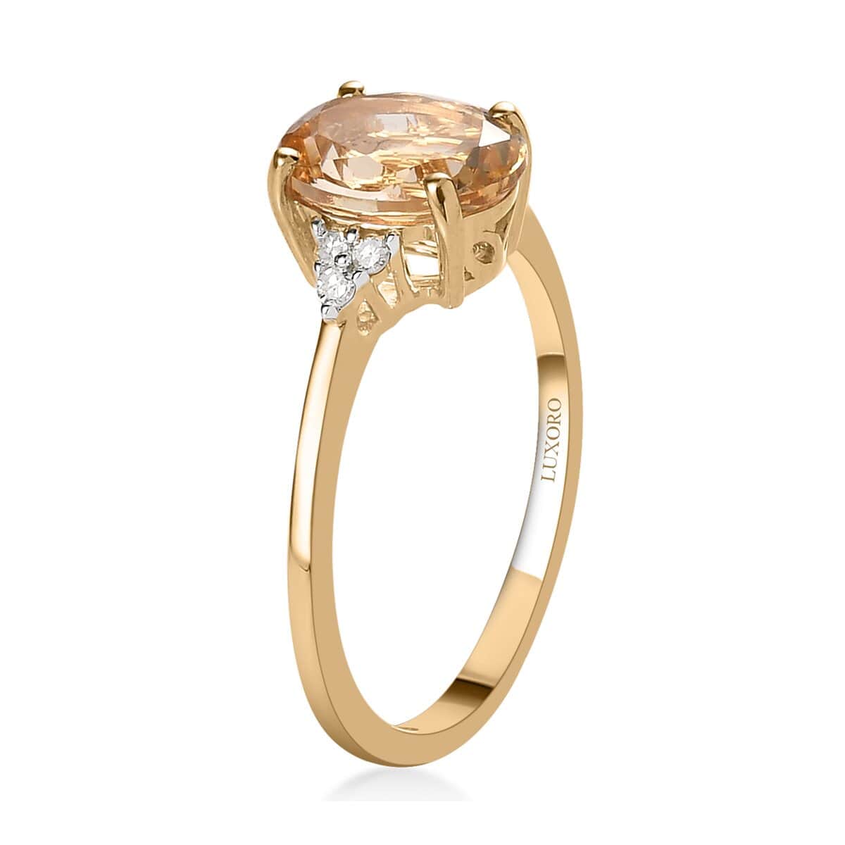 LUXORO 10K Yellow Gold Premium Natural Imperial Topaz and G-H I3 Diamond Ring 1.75 ctw image number 3