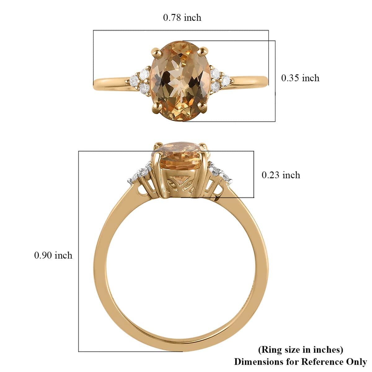 LUXORO 10K Yellow Gold Premium Natural Imperial Topaz and G-H I3 Diamond Ring 1.75 ctw image number 5