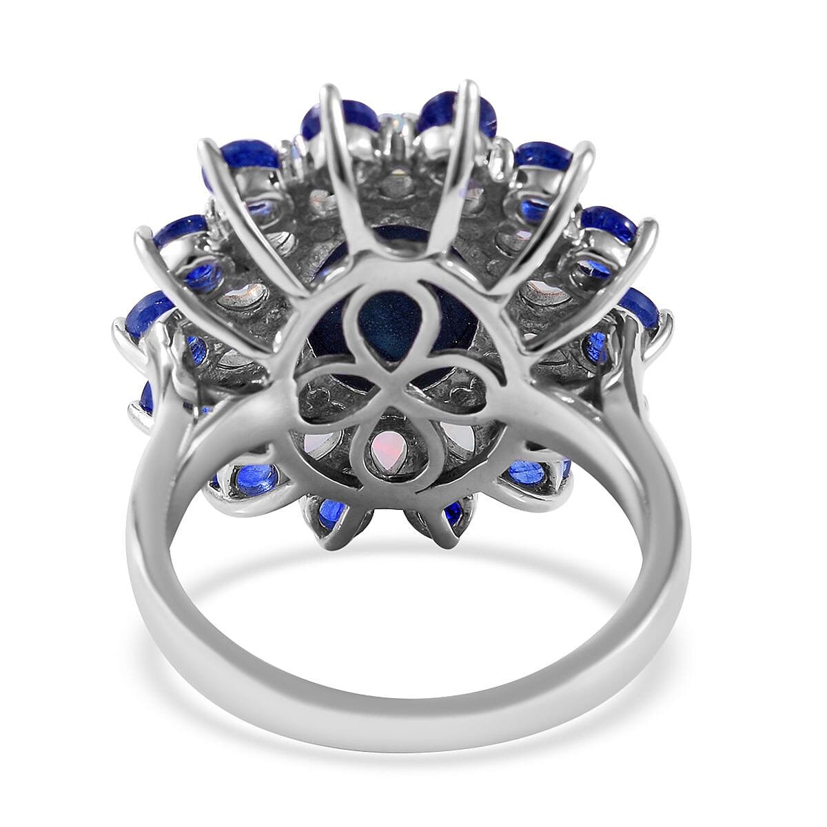 Blue Star Sapphire (DF) and Multi Gemstone Floral Ring in Platinum Over Sterling Silver (Size 8.0) 9.65 ctw image number 3
