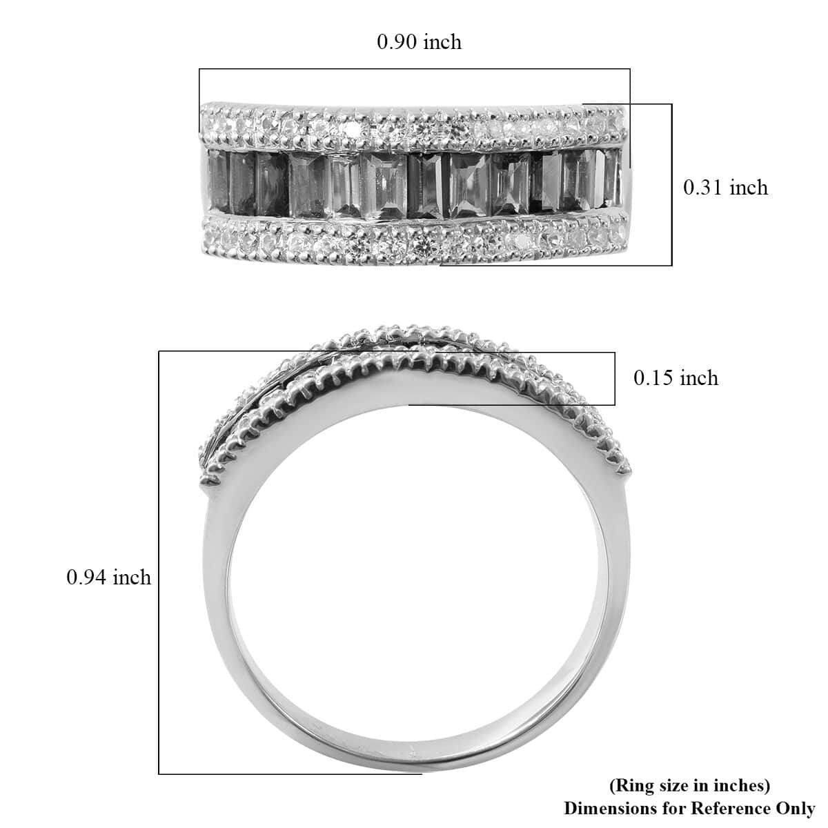 Doorbuster Multi Sapphire, Natural White Zircon Half Eternity Band Ring in Platinum Over Sterling Silver (Size 10.0) 1.75 ctw image number 4