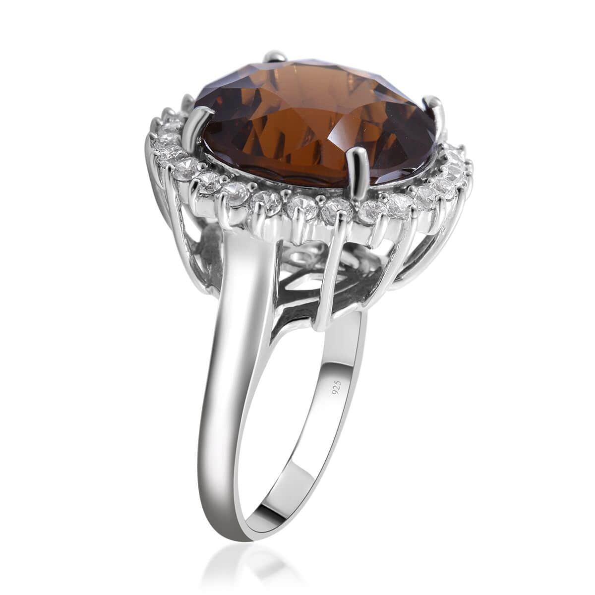 Hearts and Arrows Santa Ana Madeira Citrine and Natural White Zircon Sunburst Ring in Platinum Over Sterling Silver 11.25 ctw image number 2