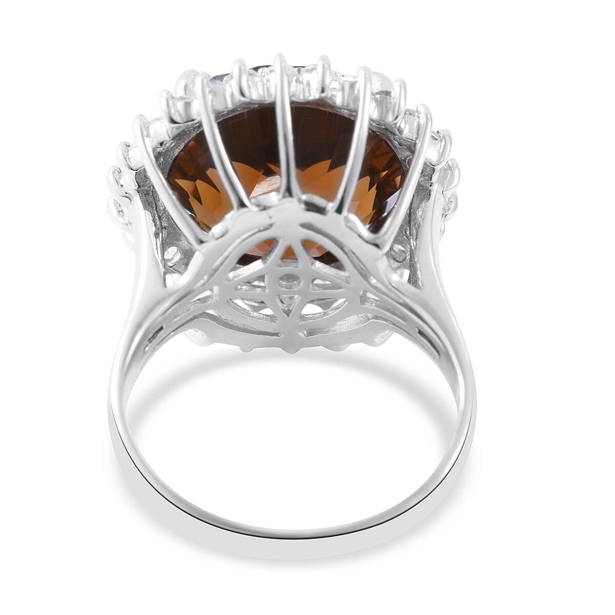 Hearts and Arrows Santa Ana Madeira Citrine and Natural White Zircon Sunburst Ring in Platinum Over Sterling Silver 11.25 ctw image number 3