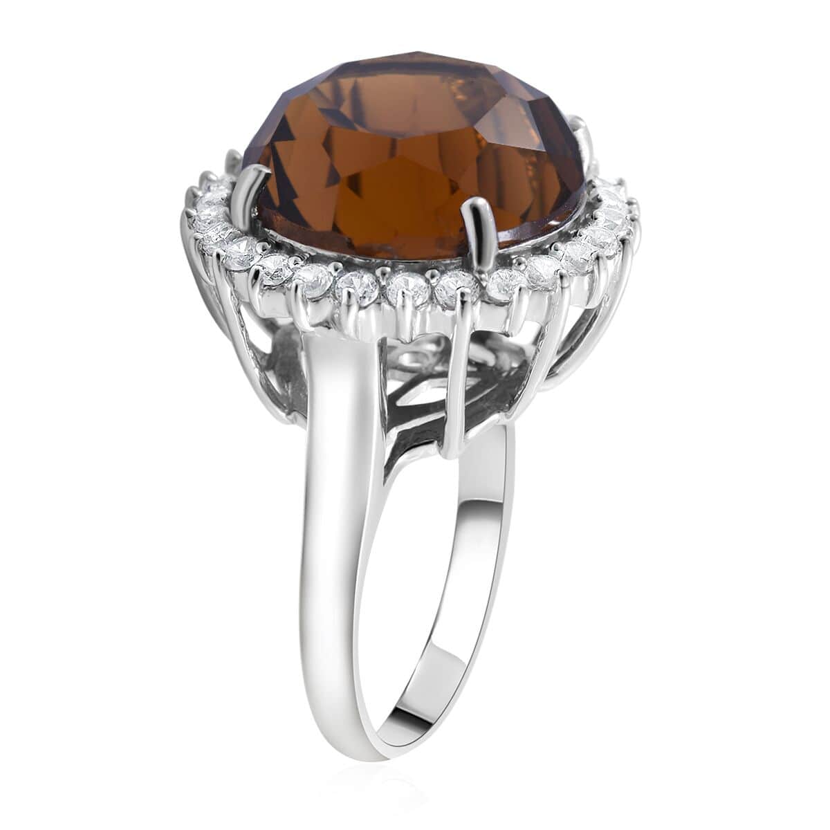 Flower and Hearts Santa Ana Madeira Citrine and Natural White Zircon Sunburst Ring in Platinum Over Sterling Silver (Size 7.0) 11.25 ctw image number 2