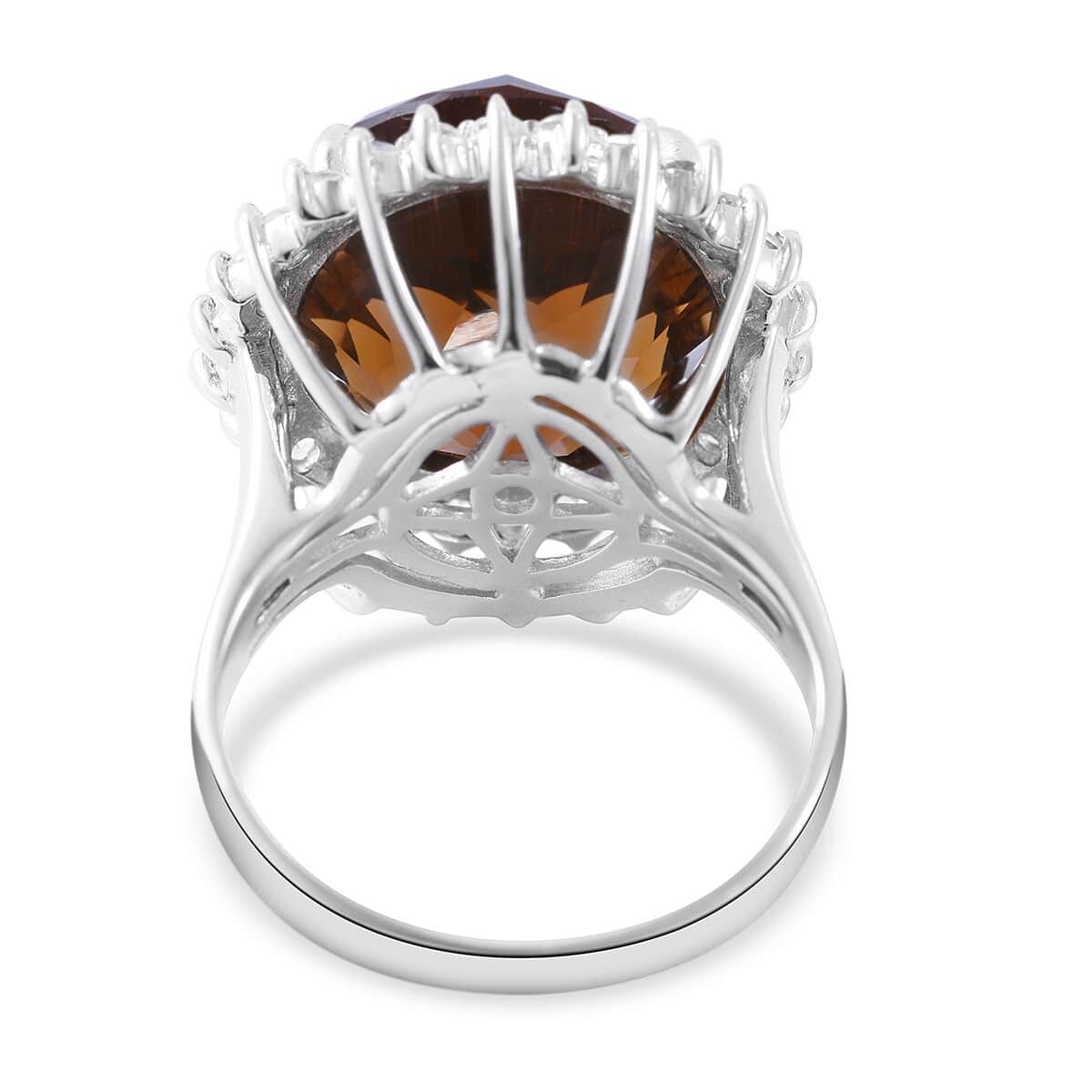 Flower and Hearts Santa Ana Madeira Citrine and Natural White Zircon Sunburst Ring in Platinum Over Sterling Silver (Size 7.0) 11.25 ctw image number 3