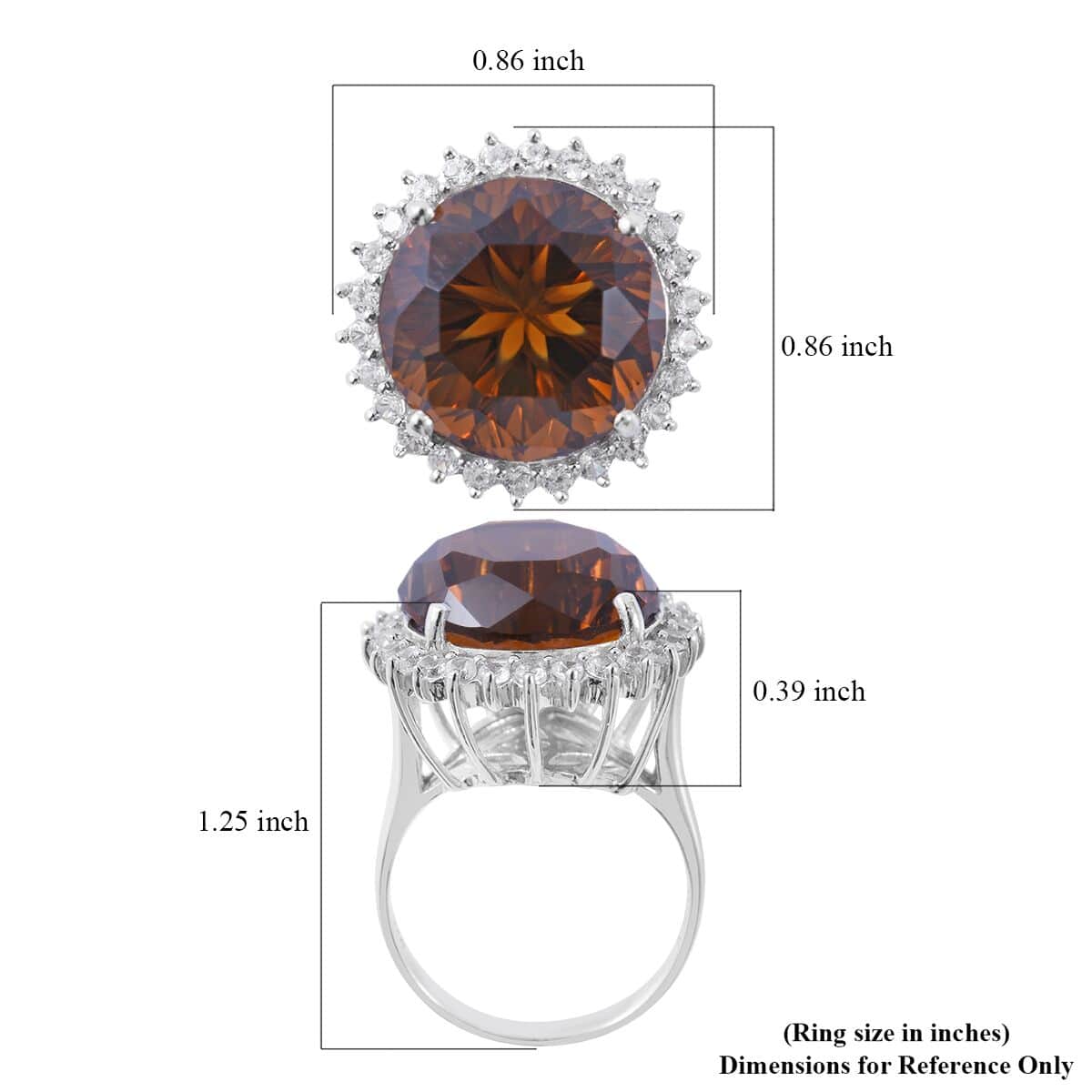 Flower and Hearts Santa Ana Madeira Citrine and Natural White Zircon Sunburst Ring in Platinum Over Sterling Silver (Size 7.0) 11.25 ctw image number 4