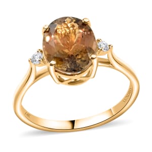 Certified & Appraised Luxoro 14K Yellow Gold AAA Golden Tanzanite and G-H I2 Diamond Ring (Size 7.0) 2.90 ctw