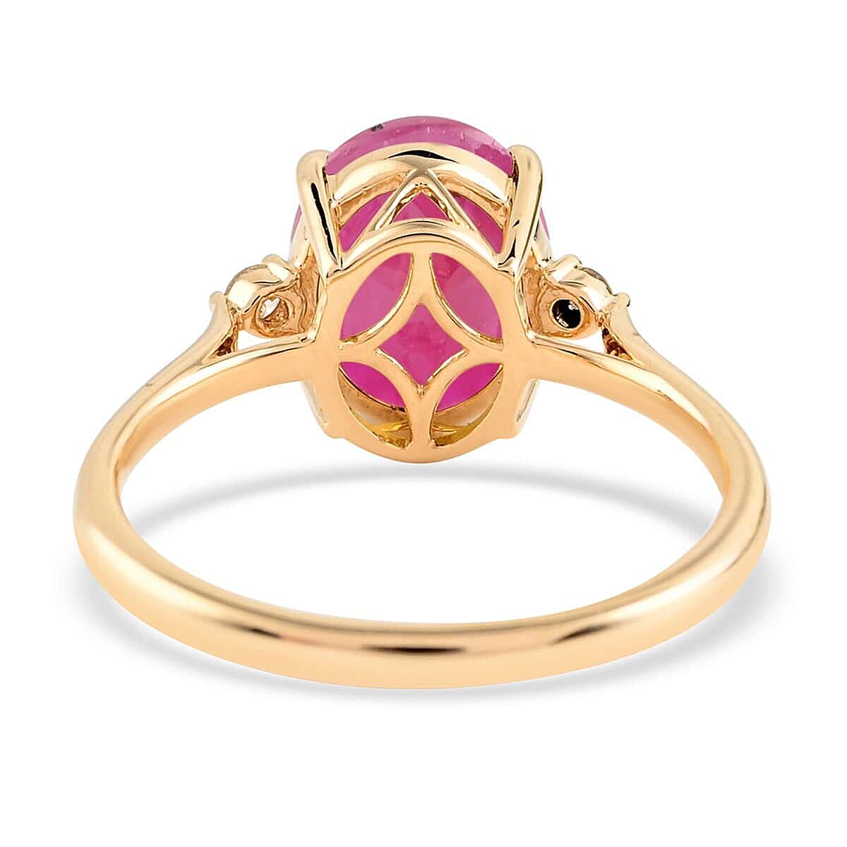Certified & Appraised Luxoro AAA Mozambique Ruby and G-H I2 Diamond 3.15 ctw Ring in 14K Yellow Gold (Size 10.0) image number 4
