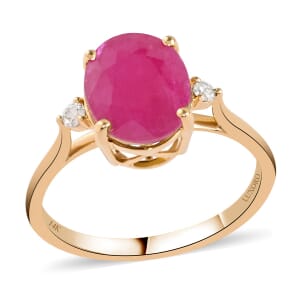 Certified & Appraised Luxoro AAA Mozambique Ruby and G-H I2 Diamond 3.15 ctw Ring in 14K Yellow Gold (Size 7.0)