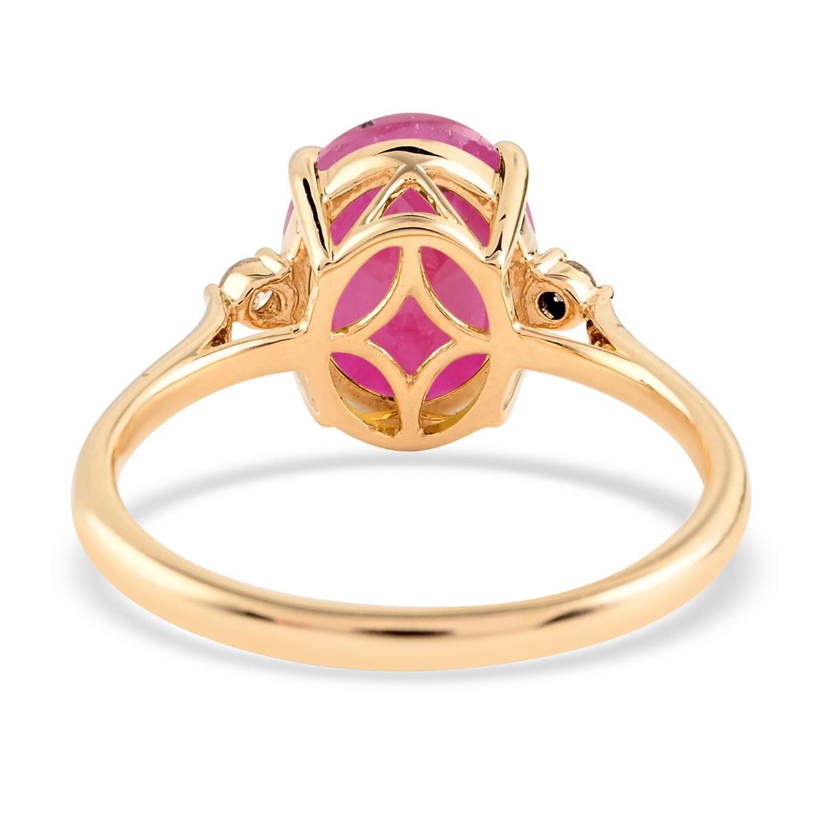 Certified & Appraised Luxoro AAA Mozambique Ruby and G-H I2 Diamond 3.15 ctw Ring in 14K Yellow Gold (Size 7.0) image number 4