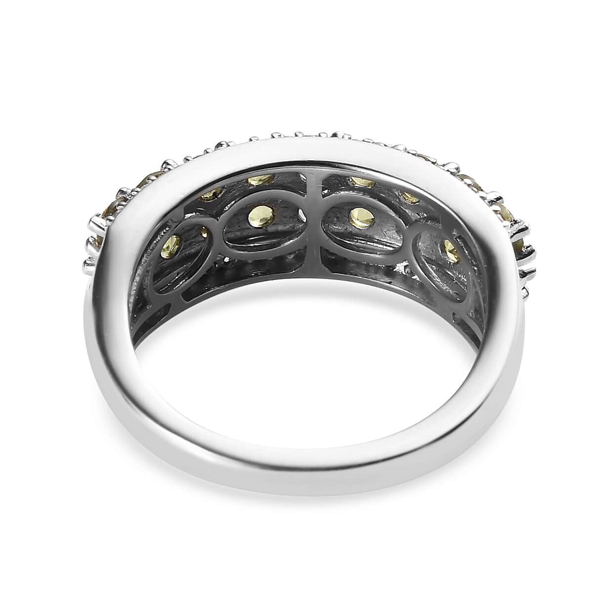 Natural Ambanja Demantoid Garnet and Natural White Zircon Ring in Platinum Over Sterling Silver 2.00 ctw image number 4