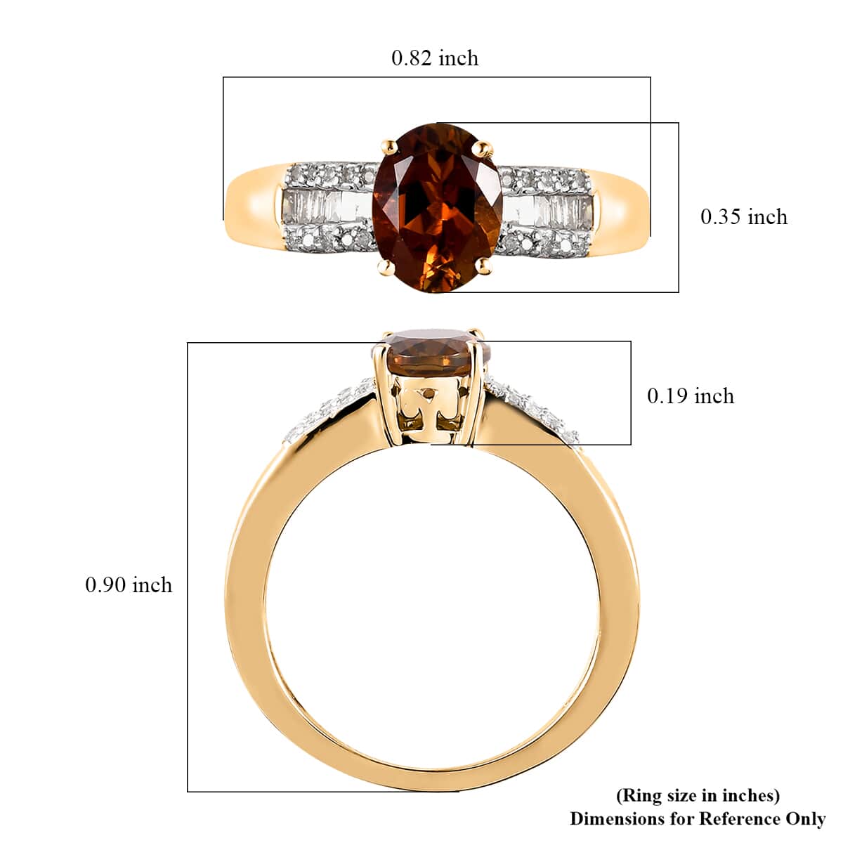 LUXORO 10K Yellow Gold AAA Golden Tourmaline, Diamond (0.15 cts) Ring (Size 9.0) (2.45 g) 1.40 ctw image number 5