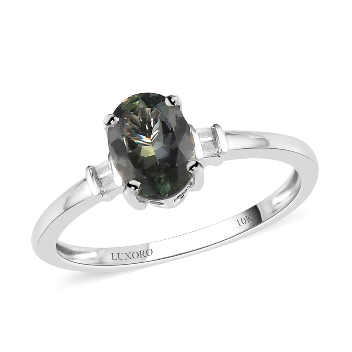 LUXORO 10K White Gold Premium Green Tanzanite and G-H I3 Diamond Ring (Size 7.0) 1.15 ctw image number 0