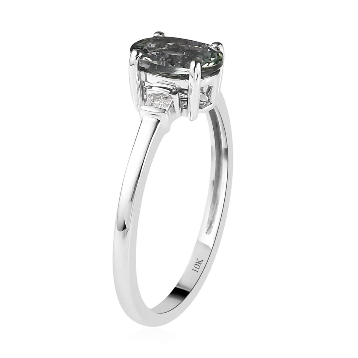 LUXORO 10K White Gold Premium Green Tanzanite and G-H I3 Diamond Ring (Size 7.0) 1.15 ctw image number 3