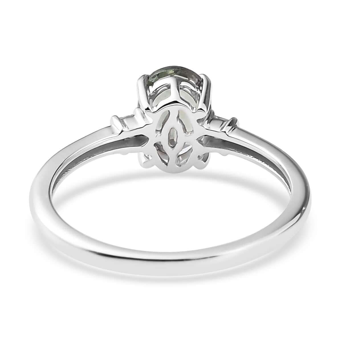 LUXORO 10K White Gold Premium Green Tanzanite and G-H I3 Diamond Ring 1.15 ctw image number 4