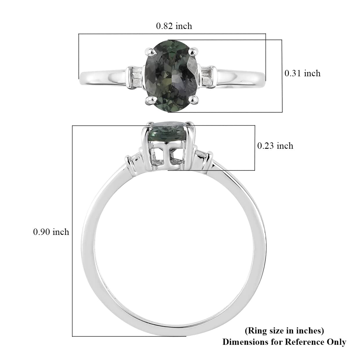 LUXORO 10K White Gold Premium Green Tanzanite and G-H I3 Diamond Ring (Size 7.0) 1.15 ctw image number 5