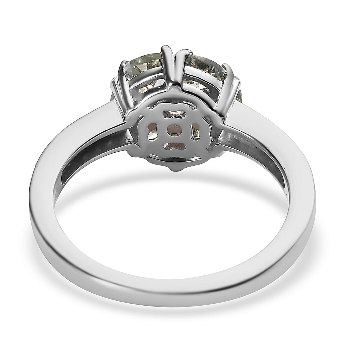 Green Tanzanite and Natural White Zircon Ring in Platinum Over Sterling Silver (Size 8.0) 1.30 ctw image number 4