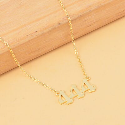 14K Yellow Gold Over Sterling Silver Angel Number 444 Design Necklace 16-18 Inches Jewelry Gift Box