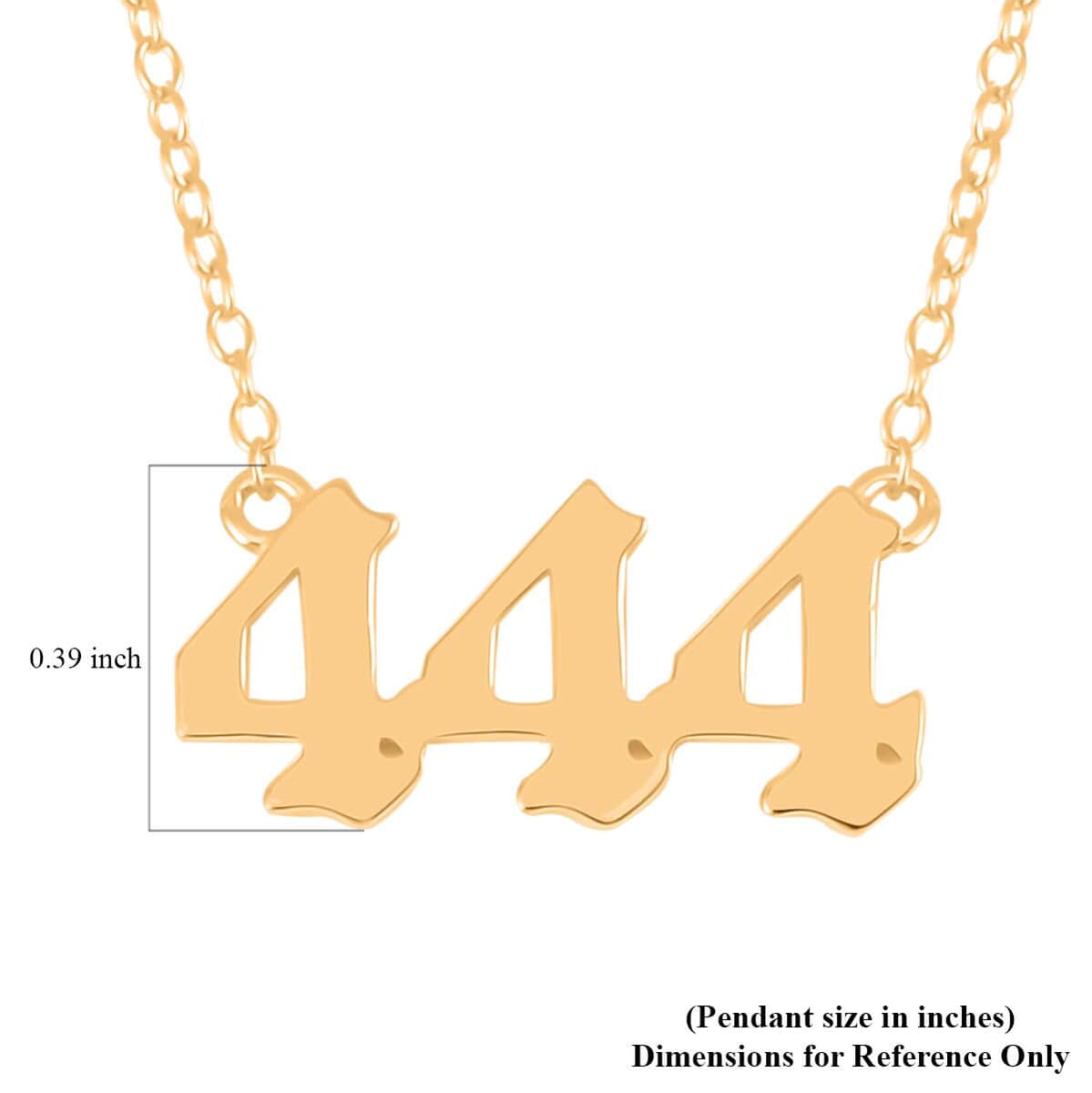 14K YG Over Sterling Silver Lucky Number 444 Design Necklace (18 Inches) image number 3