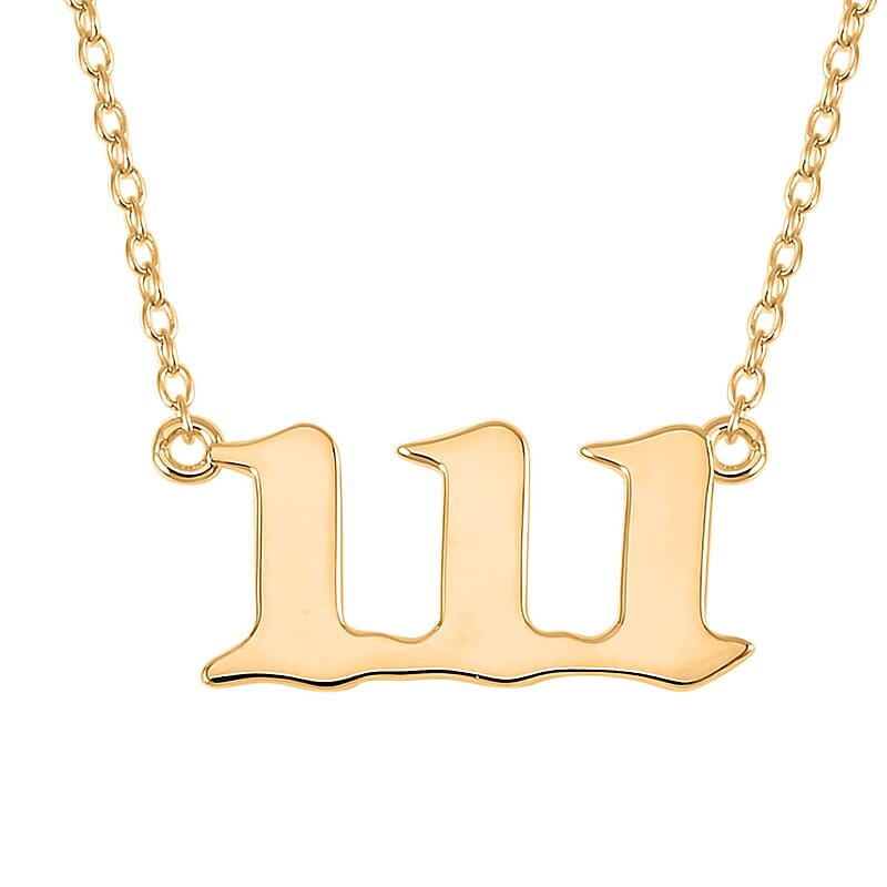 14K Yellow Gold Over Sterling Silver Angel Number 111 Design Necklace 16-18 Inches Jewelry Gift Box