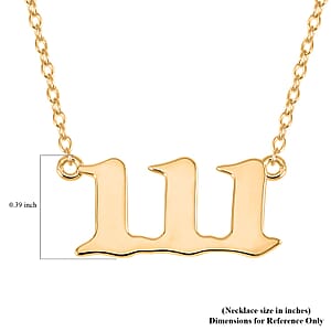 14K Yellow Gold Over Sterling Silver Angel Number 111 Design Necklace 16-18 Inches Jewelry Gift Box
