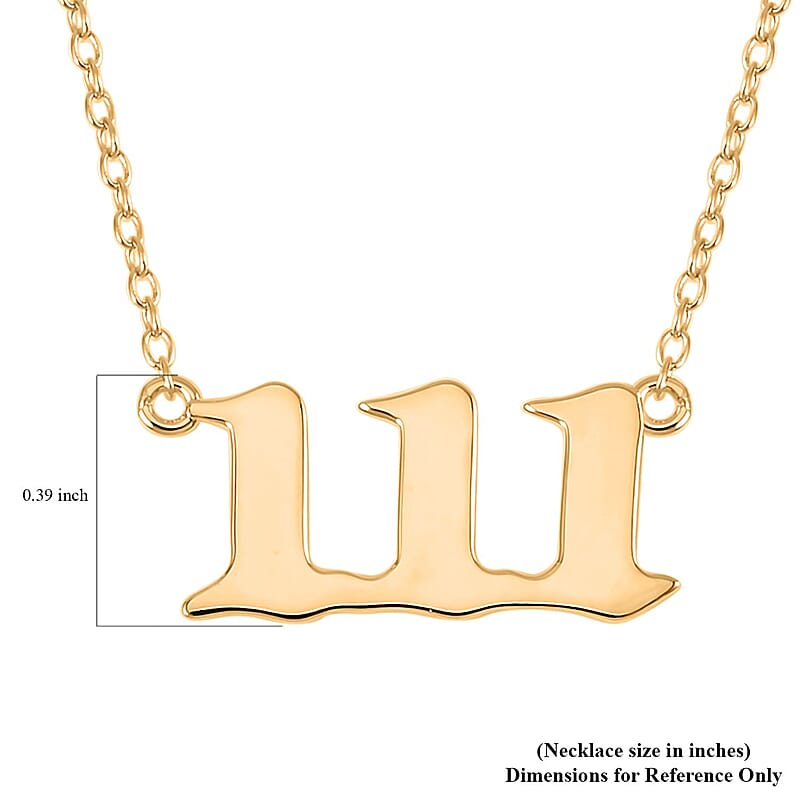 14K Yellow Gold Over Sterling Silver Angel Number 111 Design Necklace 16-18 Inches Jewelry Gift Box
