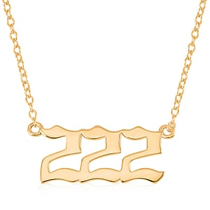 14K Yellow Gold Over Sterling Silver Angel Number 222 Design Necklace 16-18 Inches Jewelry Gift Box