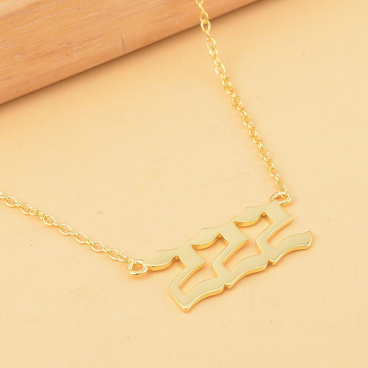 14K Yellow Gold Over Sterling Silver Angel Number 222 Design Necklace 16-18 Inches Jewelry Gift Box image number 1