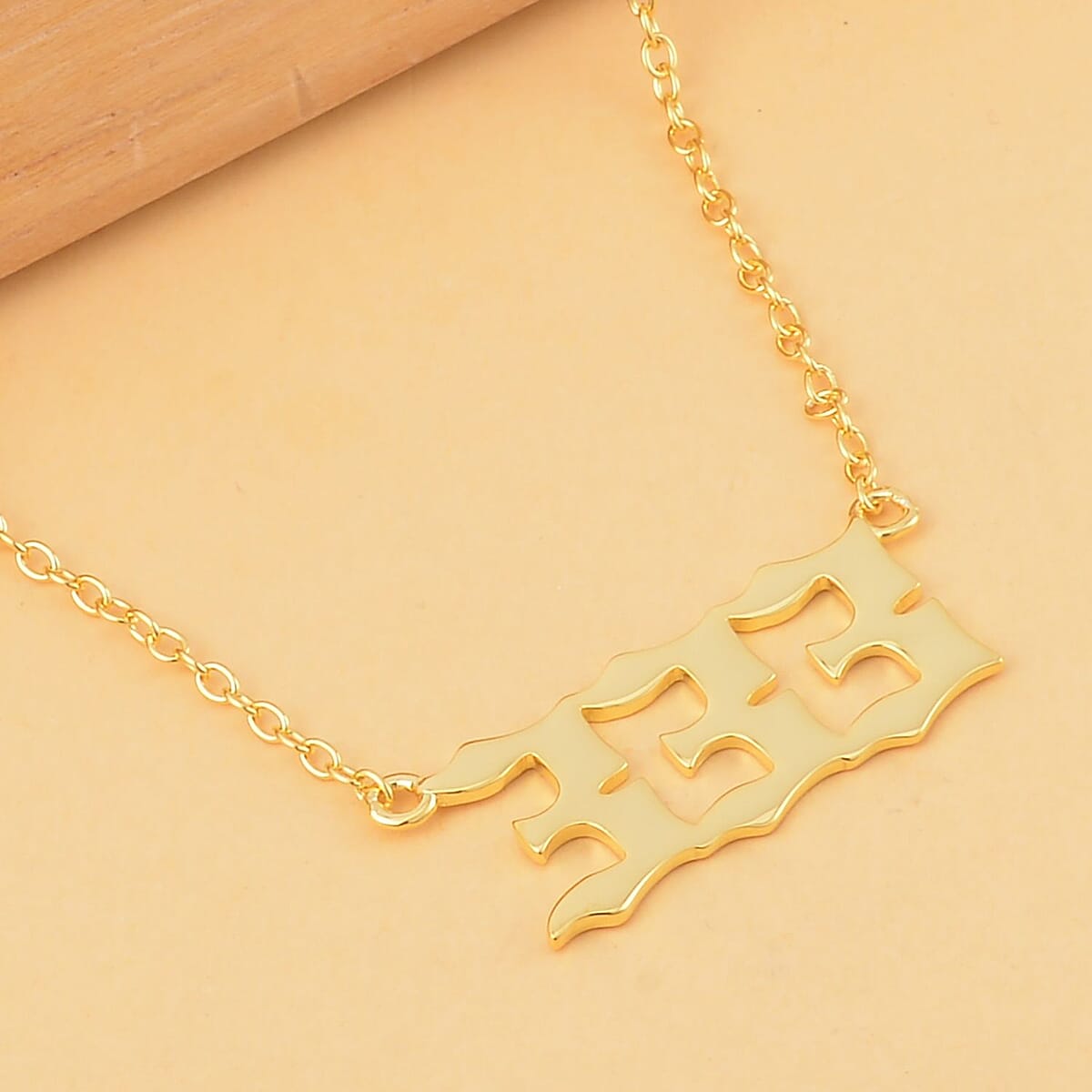 14K Yellow Gold Over Sterling Silver Angel Number 333 Design Necklace 16-18 Inches Jewelry Gift Box image number 1