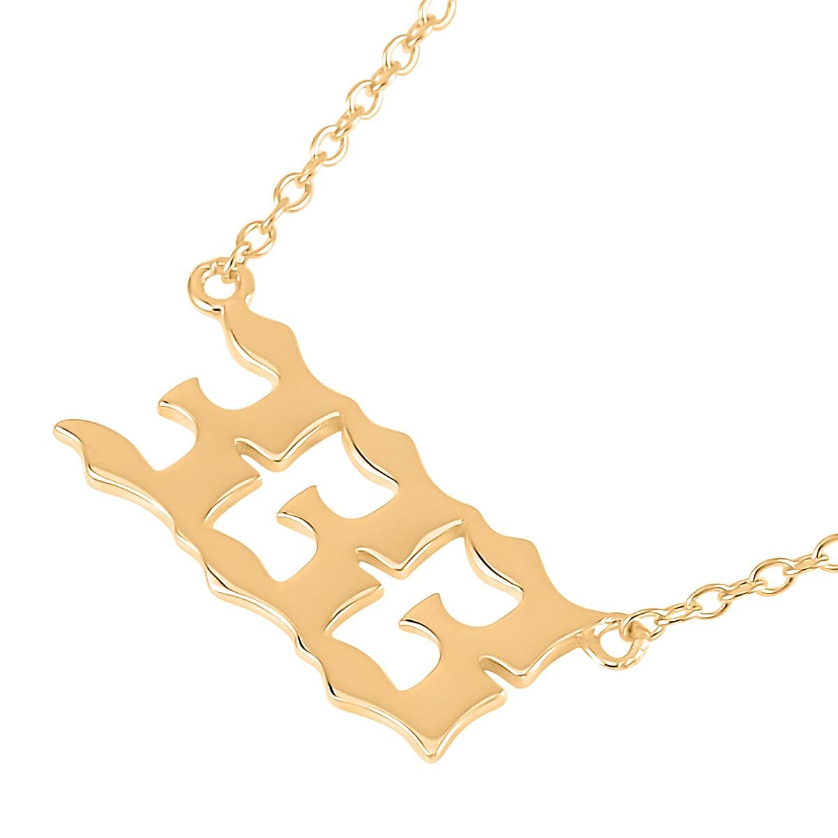 14K Yellow Gold Over Sterling Silver Angel Number 333 Design Necklace 16-18 Inches Jewelry Gift Box image number 2