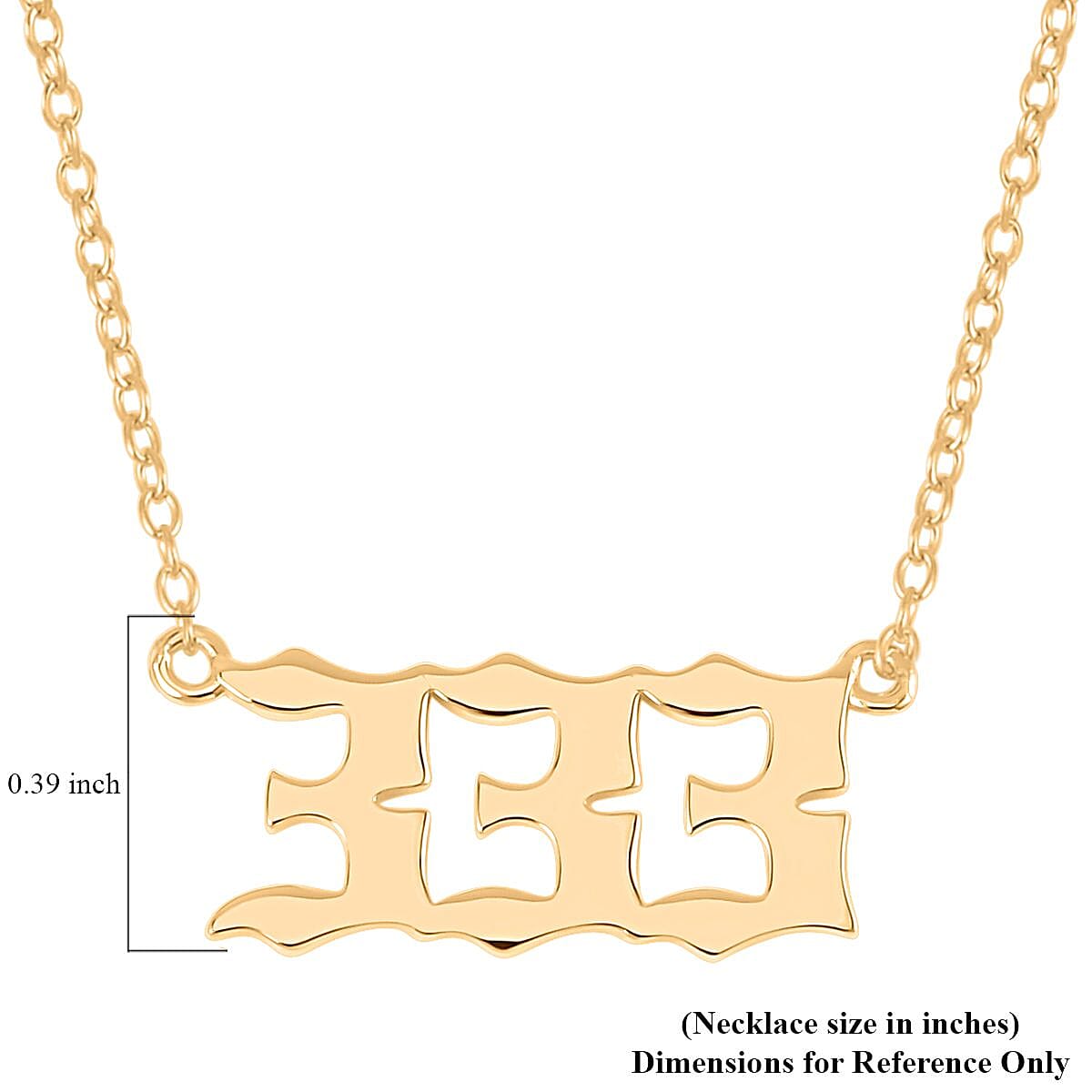 14K Yellow Gold Over Sterling Silver Angel Number 333 Design Necklace 16-18 Inches Jewelry Gift Box image number 4