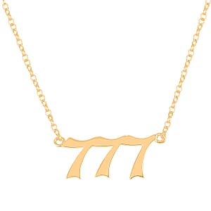 14K Yellow Gold Over Sterling Silver Angel Number 777 Design Necklace 16-18 Inches Jewelry Gift Box