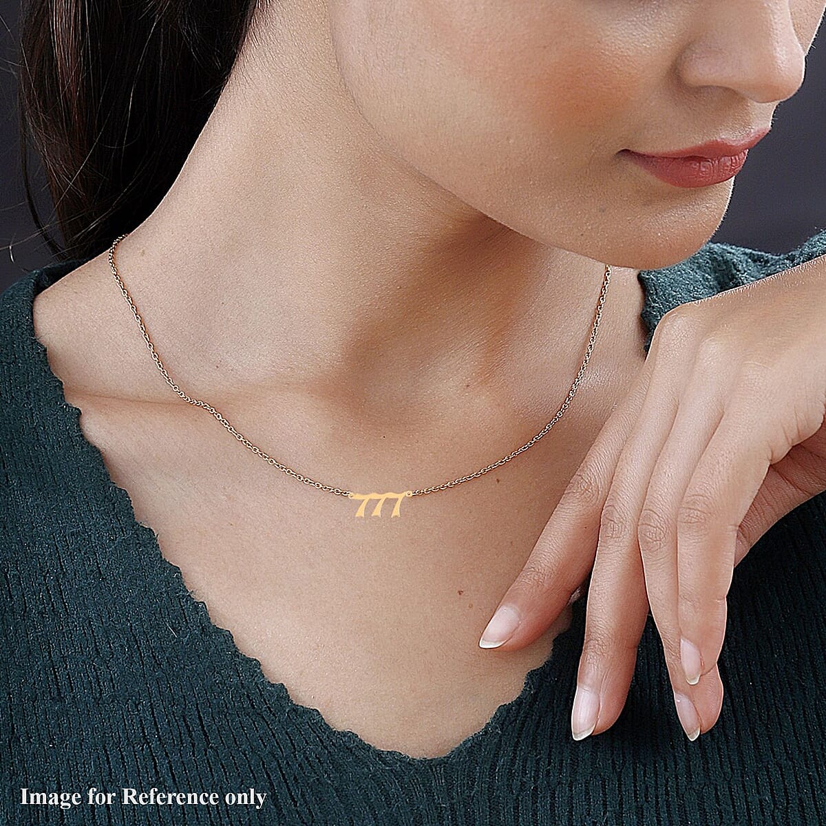 14K Yellow Gold Over Sterling Silver Angel Number 777 Design Necklace 16-18 Inches Jewelry Gift Box image number 2
