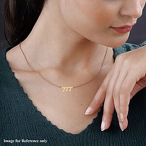 14K Yellow Gold Over Sterling Silver Angel Number 777 Design Necklace 16-18 Inches Jewelry Gift Box