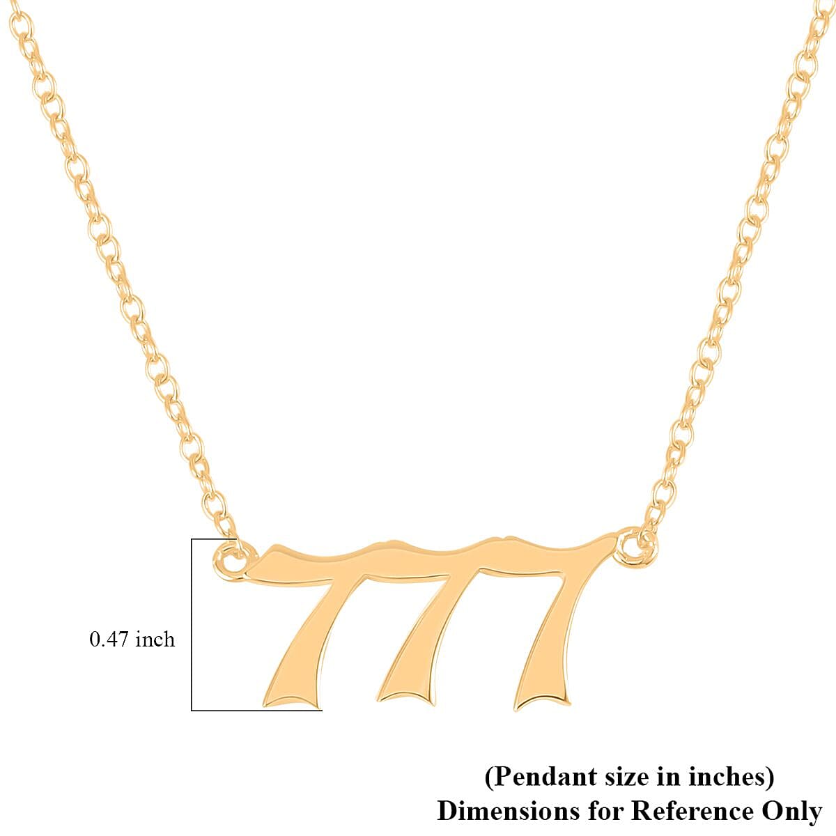 14K Yellow Gold Over Sterling Silver Angel Number 777 Design Necklace 16-18 Inches Jewelry Gift Box image number 4