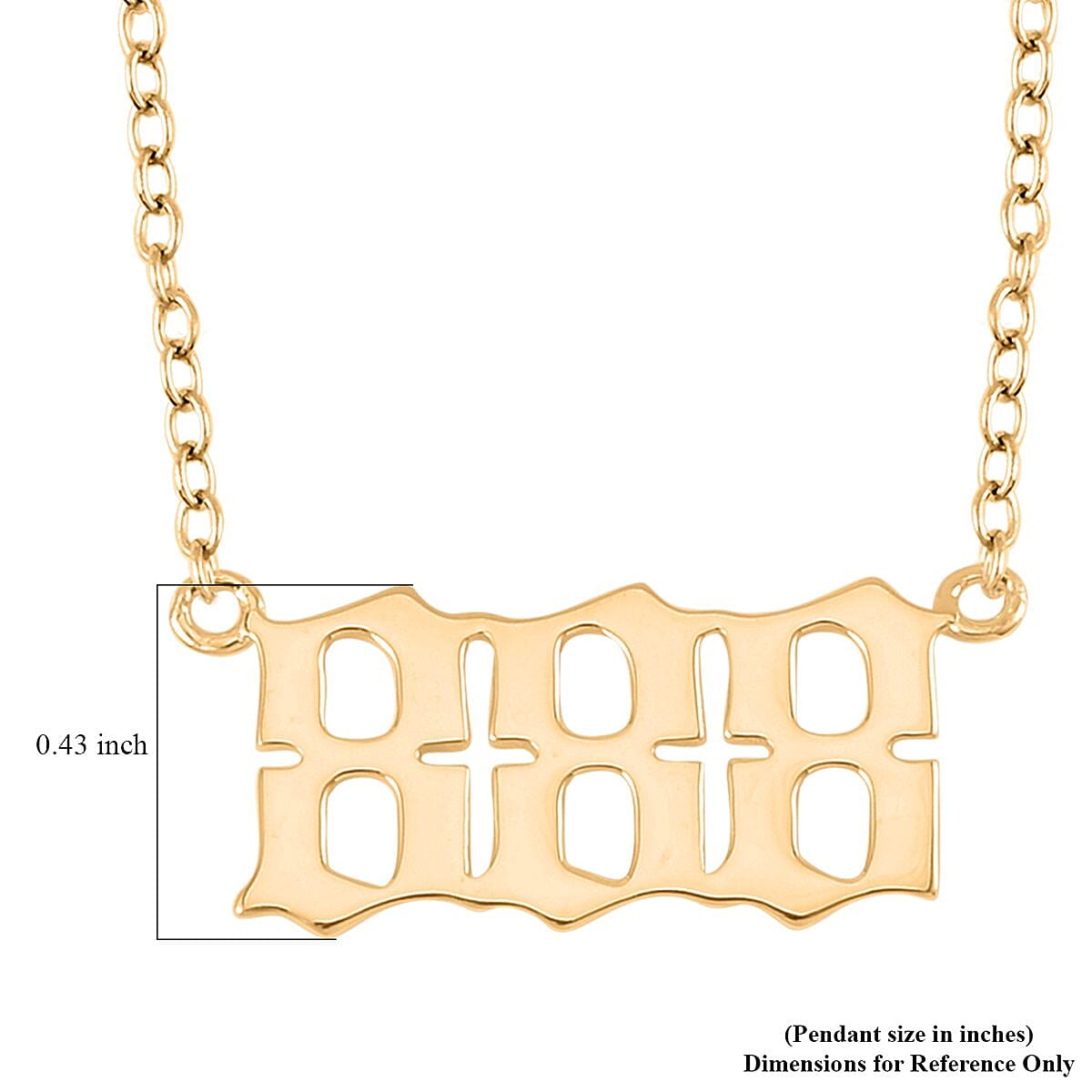 14K Yellow Gold Over Sterling Silver Angel Number 888 Design Necklace 16-18 Inches Jewelry Gift Box image number 5