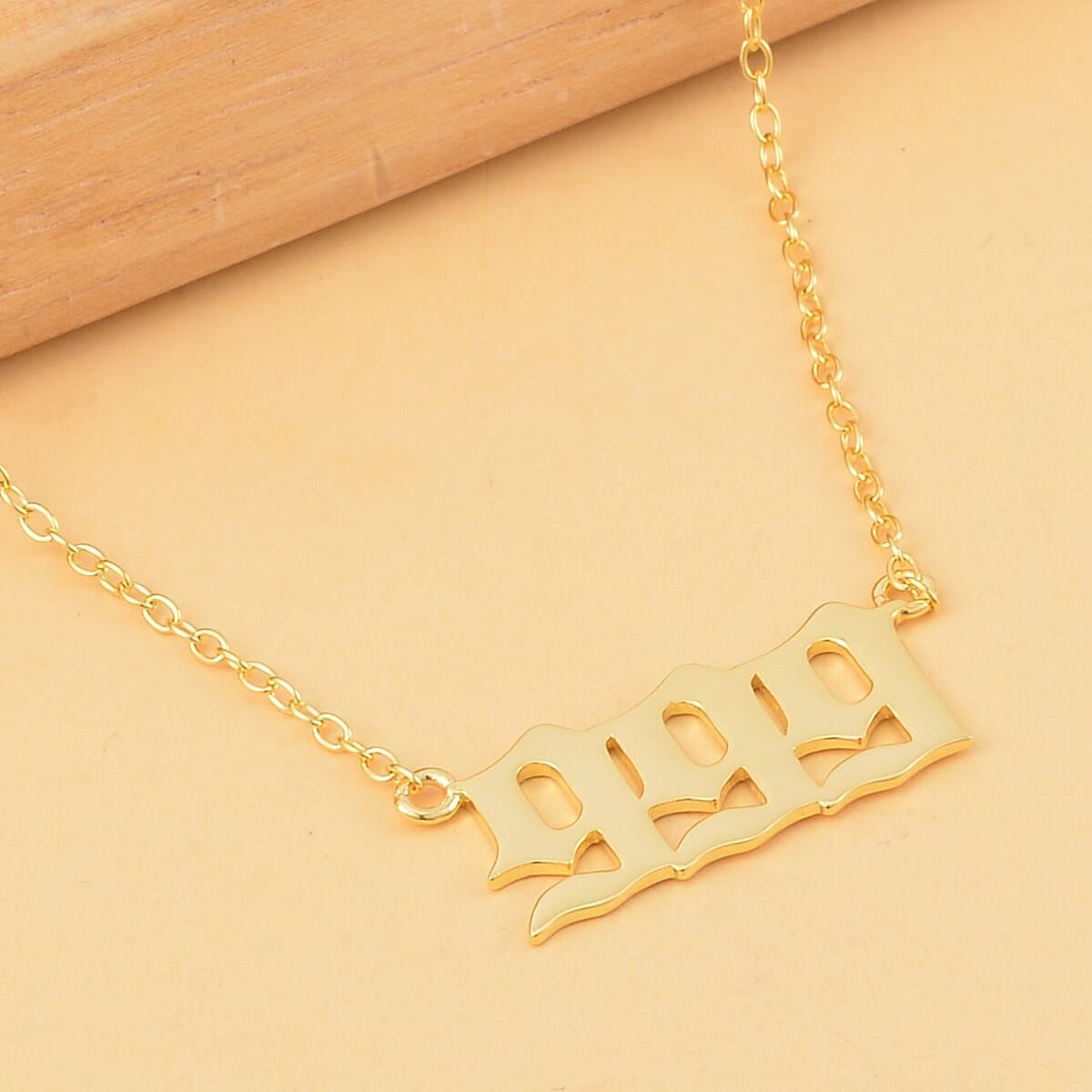 14K Yellow Gold Over Sterling Silver Angel Number 999 Design Necklace 16-18 Inches Jewelry Gift Box image number 1