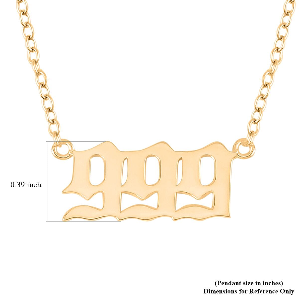 14K Yellow Gold Over Sterling Silver Angel Number 999 Design Necklace 16-18 Inches Jewelry Gift Box image number 4
