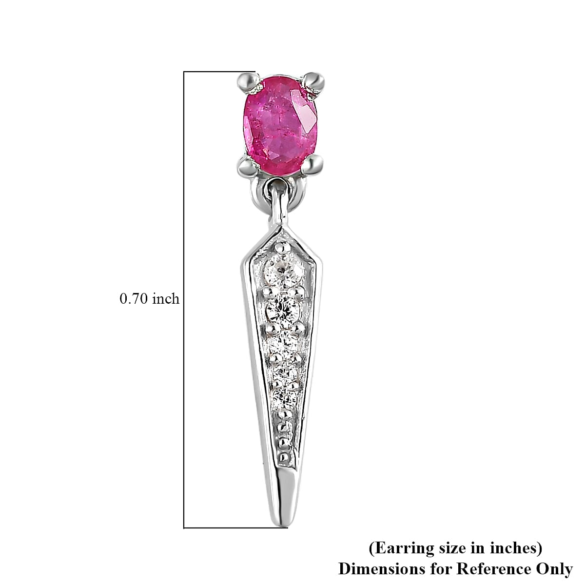 Premium Montepuez Ruby and White Zircon Dangling Earrings in Platinum Over Sterling Silver 2.50 ctw