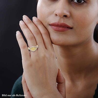 Natural Yellow and White Diamond 0.50 ctw Cluster Ring in Vermeil Yellow Gold Over Sterling Silver (Size 11.5)