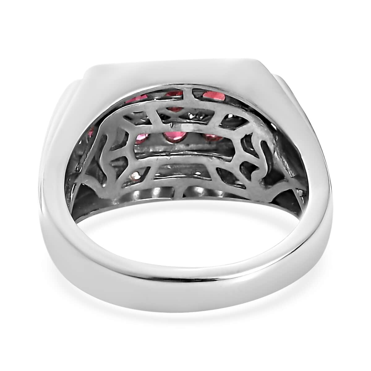 Anthill Garnet and White Zircon Men's Ring in Platinum Over Sterling Silver (Size 10.0) 1.65 ctw image number 4