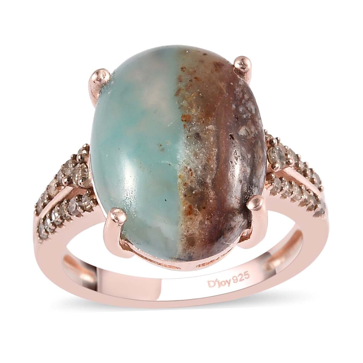 Premium Natural Zimbaprase and Natural Champagne Diamond Ring in Vermeil Rose Gold Over Sterling Silver 9.85 ctw image number 0