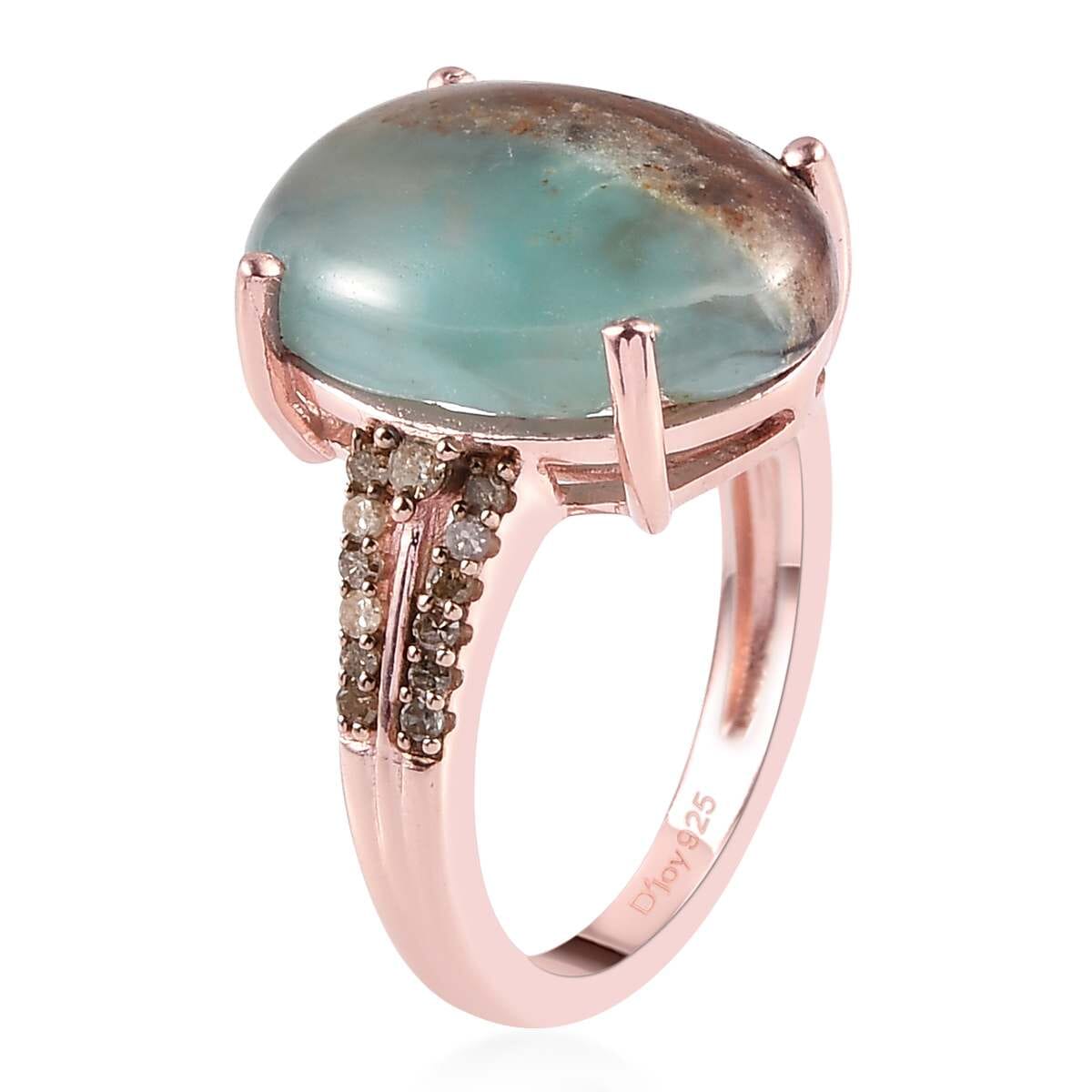Premium Natural Zimbaprase and Natural Champagne Diamond Ring in Vermeil Rose Gold Over Sterling Silver 9.85 ctw image number 3