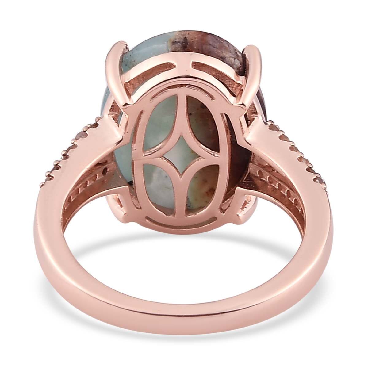 Premium Natural Zimbaprase and Natural Champagne Diamond Ring in Vermeil Rose Gold Over Sterling Silver 9.85 ctw image number 4